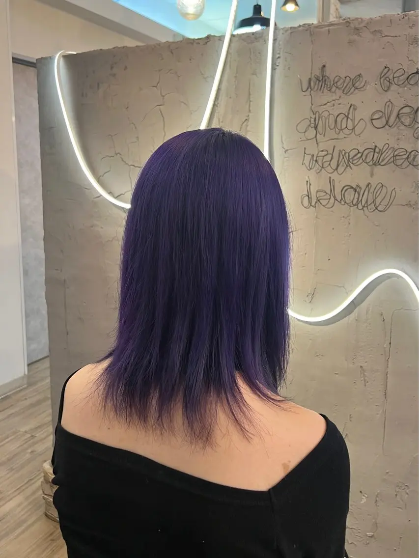 ミディアム カラー ブリーチ デザインカラー バイオレットカラー ヘアカラー トリートメント いぐちしょうた🫧 VISAGEbaskのヘアスタイル