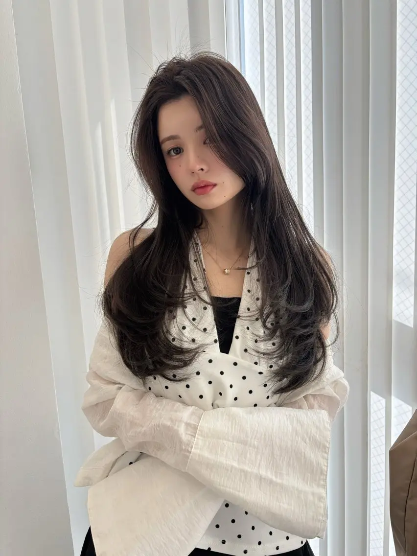ロング カラー グレージュ オリーブグレージュ オリーブグレー レイヤーカット ローレイヤー カット ヘアカラー トリートメント レイヤーカット🎀 kanaのヘアスタイル