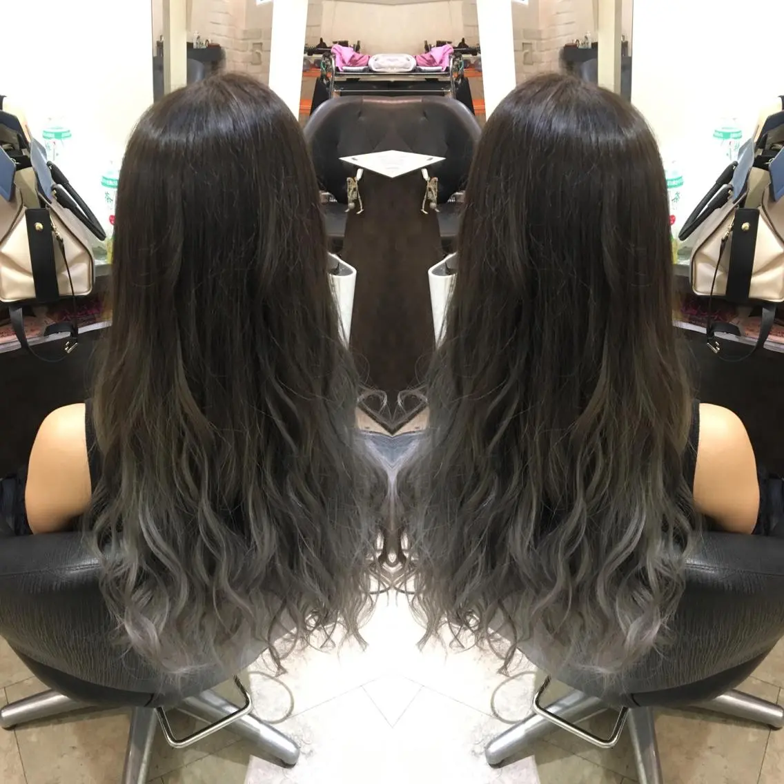 ロング カラー グラデーションカラー グレージュ ヘアカラー トリートメント ハイトーン/ブリーチ ルミエール/新栄/栄のヘアスタイル