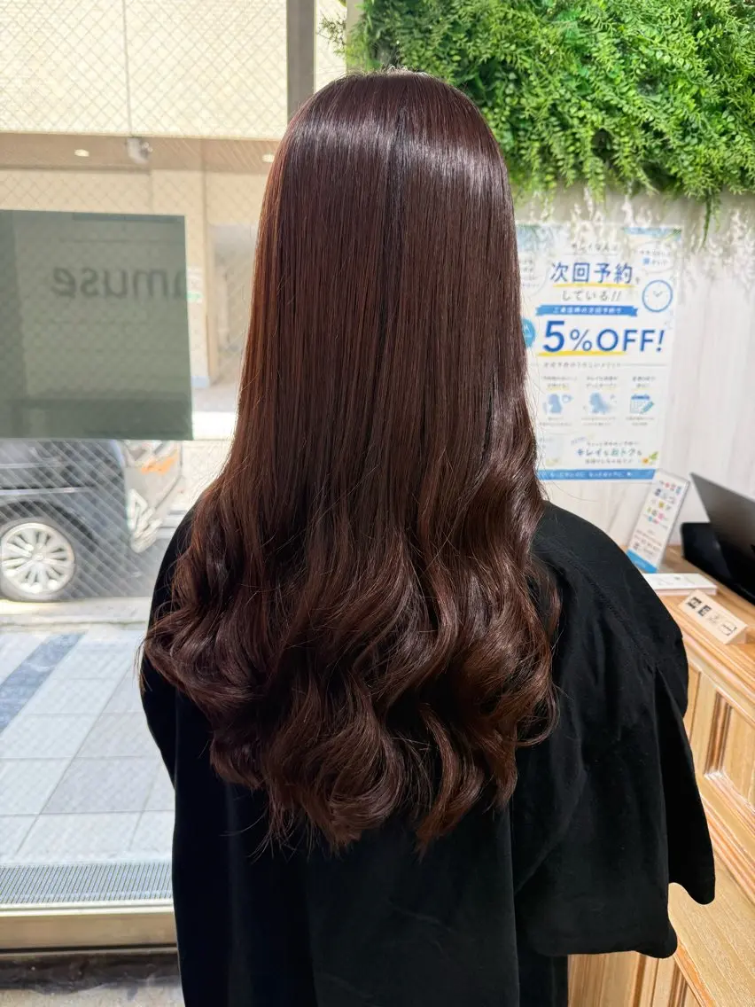 ロング カラー ローズカラー 縮毛矯正 縮毛矯正/髪質改善 /関内/あべももこのヘアスタイル