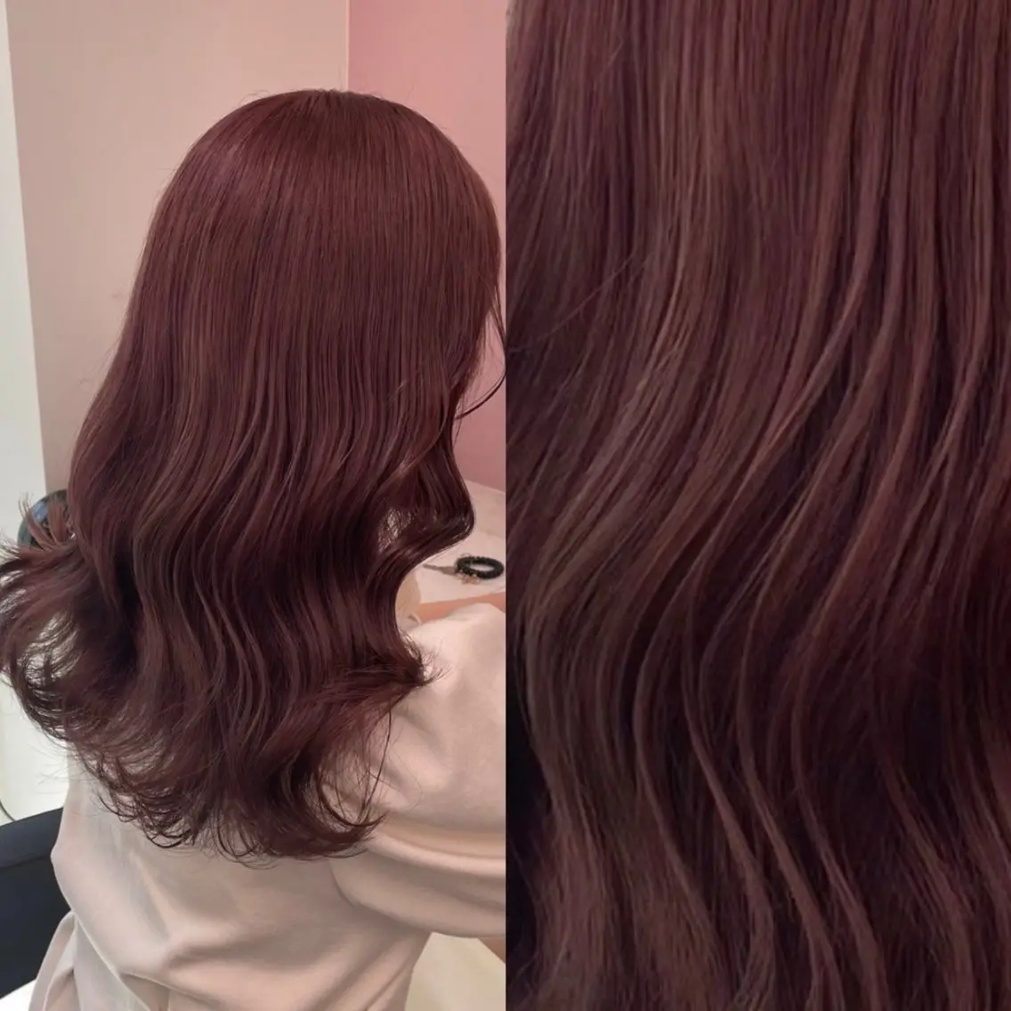 ロング カラー ブリーチ ブリーチなしカラー 髪質改善 トリートメント 💗愛され暖色💗 ピンク/レッド💗のヘアスタイル