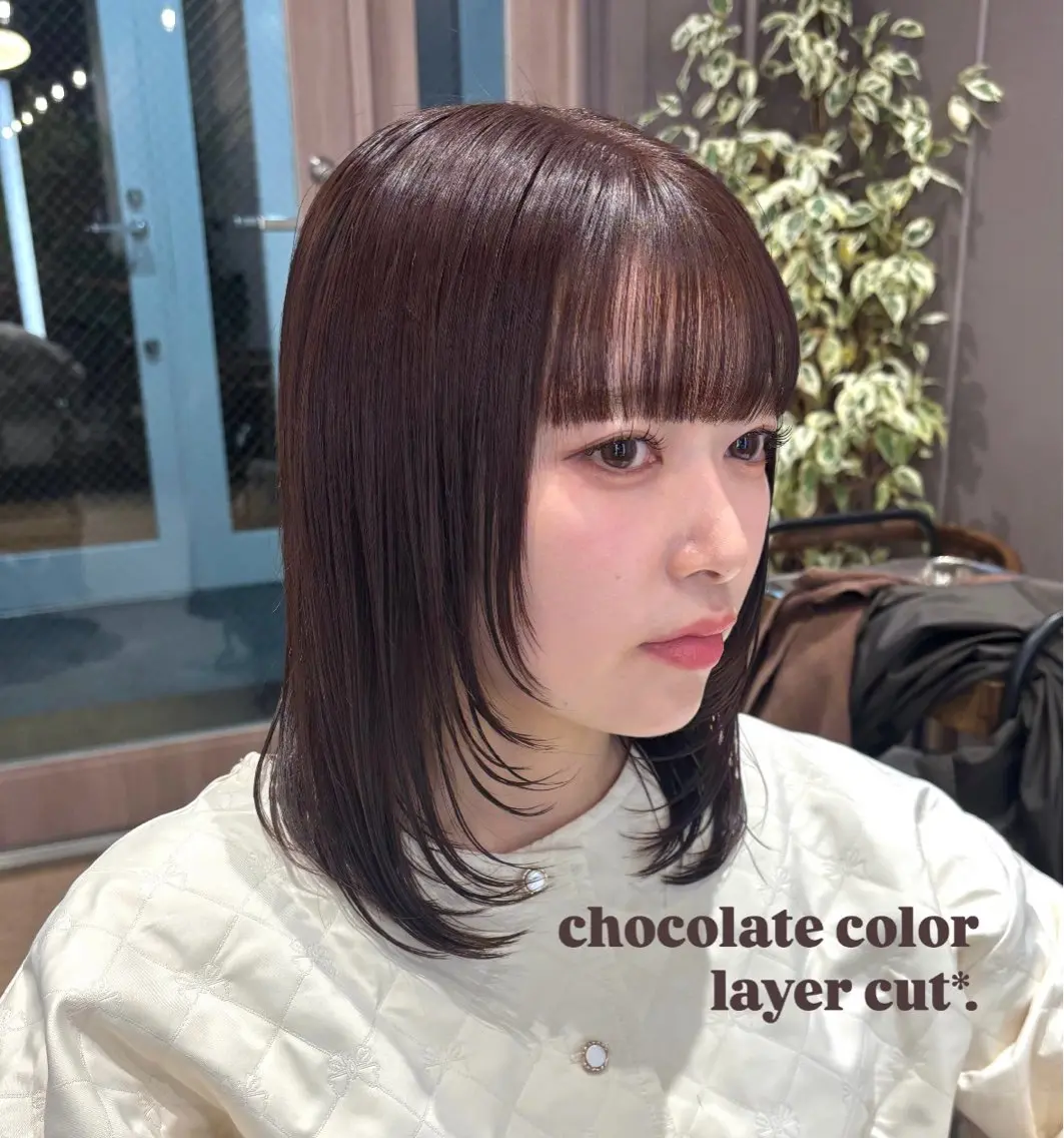 ミディアム カラー ミディアムレイヤー ブラウンカラー チョコレートブラウン 透明感カラー レイヤーカット カット ヘアカラー トリートメント 🎼レイヤー/透明感 カラー/nene♬のヘアスタイル