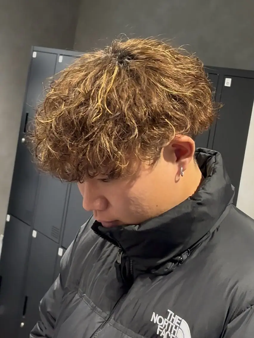 カラー パーマ メンズ メンズパーマ ブラウンカラー カット パーマ 心斎橋メンズパーマ 颯太【Arca】のヘアスタイル