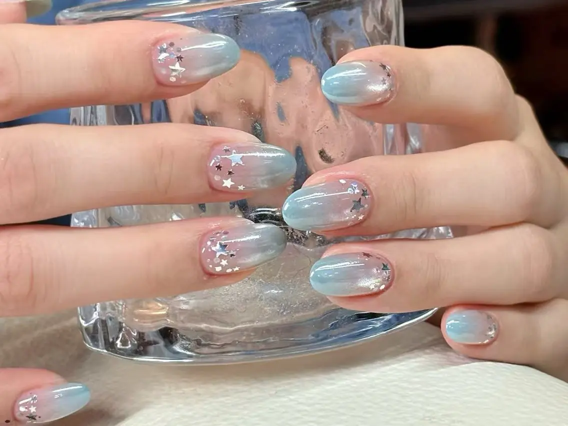 ネイル アートネイル オーロラネイル チークネイル 長さ出し フレンチネイル ハンドネイル Yumi Nail Seiのネイルデザイン