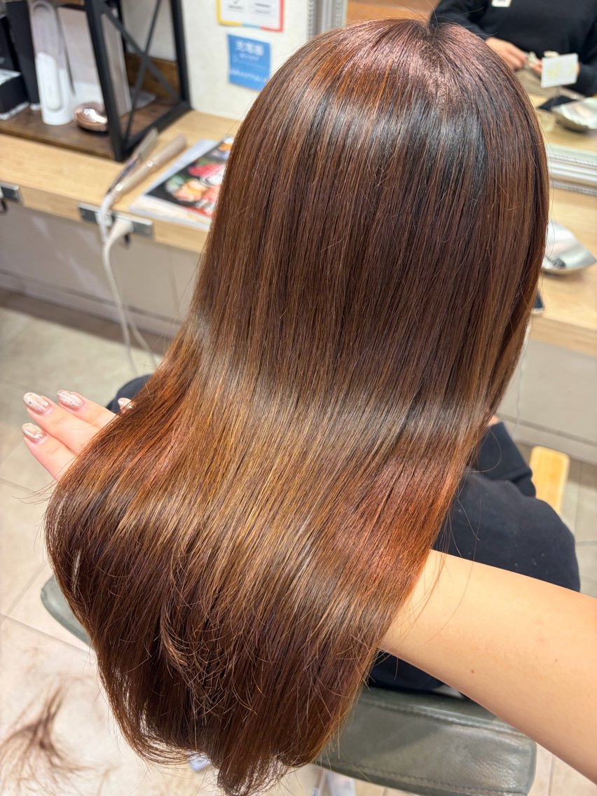 ロング パーマ カット 縮毛矯正 一目惚れ艶ハイトーン /艶カラー/しほのヘアスタイル