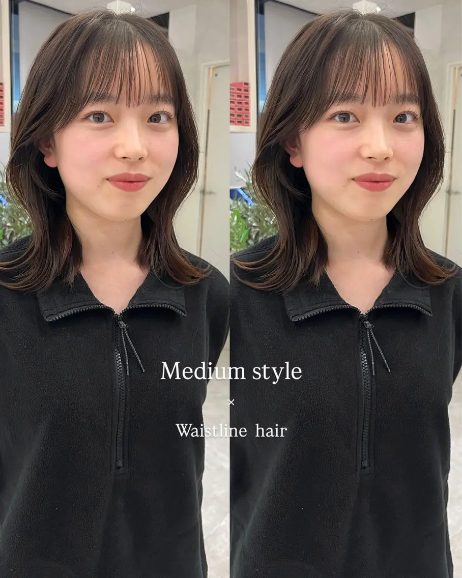 ミディアム 顔まわりレイヤー 顔周りカット レイヤーカット 小顔カット カット トリートメント ヘッドスパ 梅田♡顔周りレイヤー /透明感カラー/未来のヘアスタイル