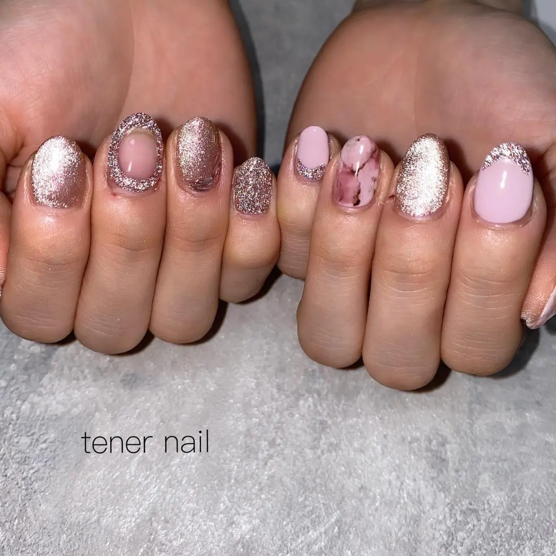 ネイル フラッシュネイル 大理石ネイル(マーブル) ピンク テネルネイル tener nailのネイルデザイン