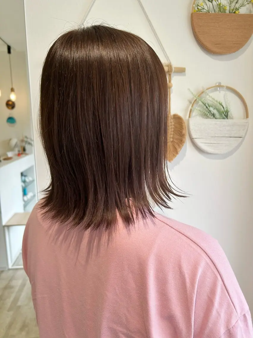 ミディアム カラー ベージュカラー 透明感カラー ピンクカラー やじま ひろこのヘアスタイル