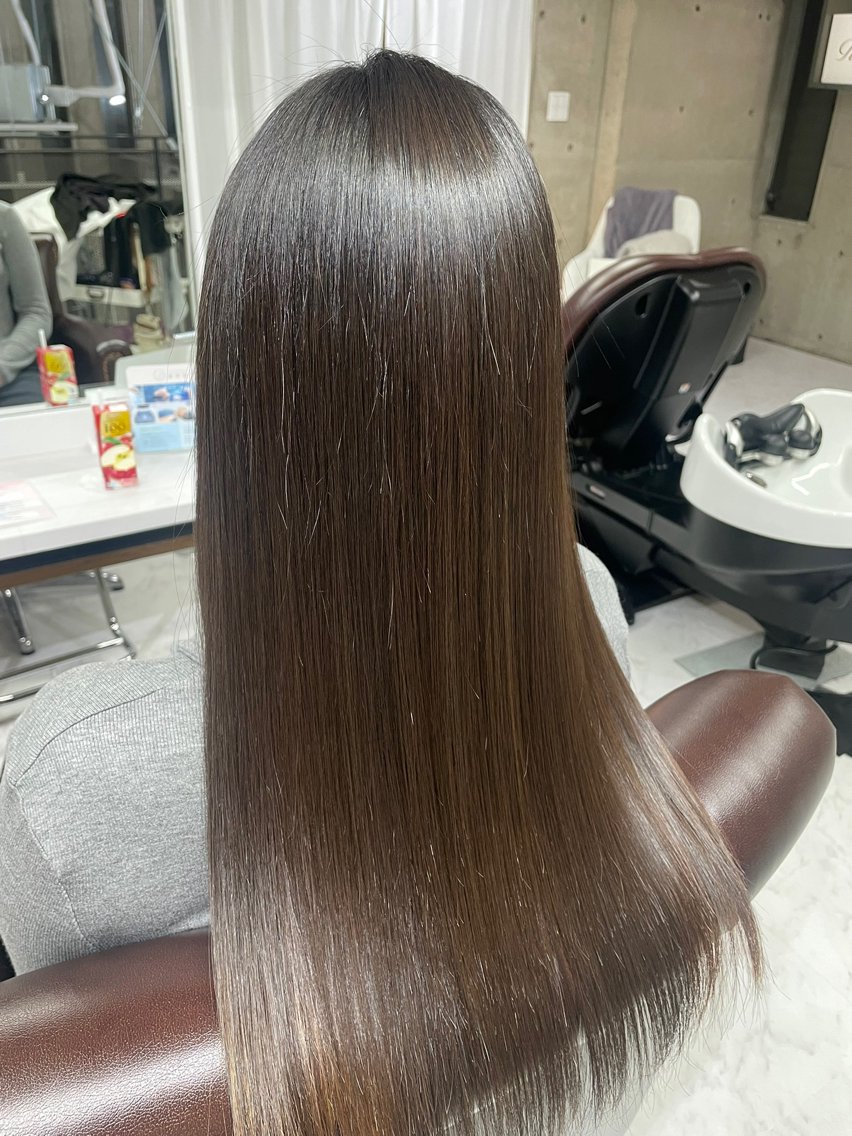 ロング カラー 透明感カラー 髪質改善 トリートメント カット ヘアカラー トリートメント ヘッドスパ fee 小倉店 EMIのヘアスタイル