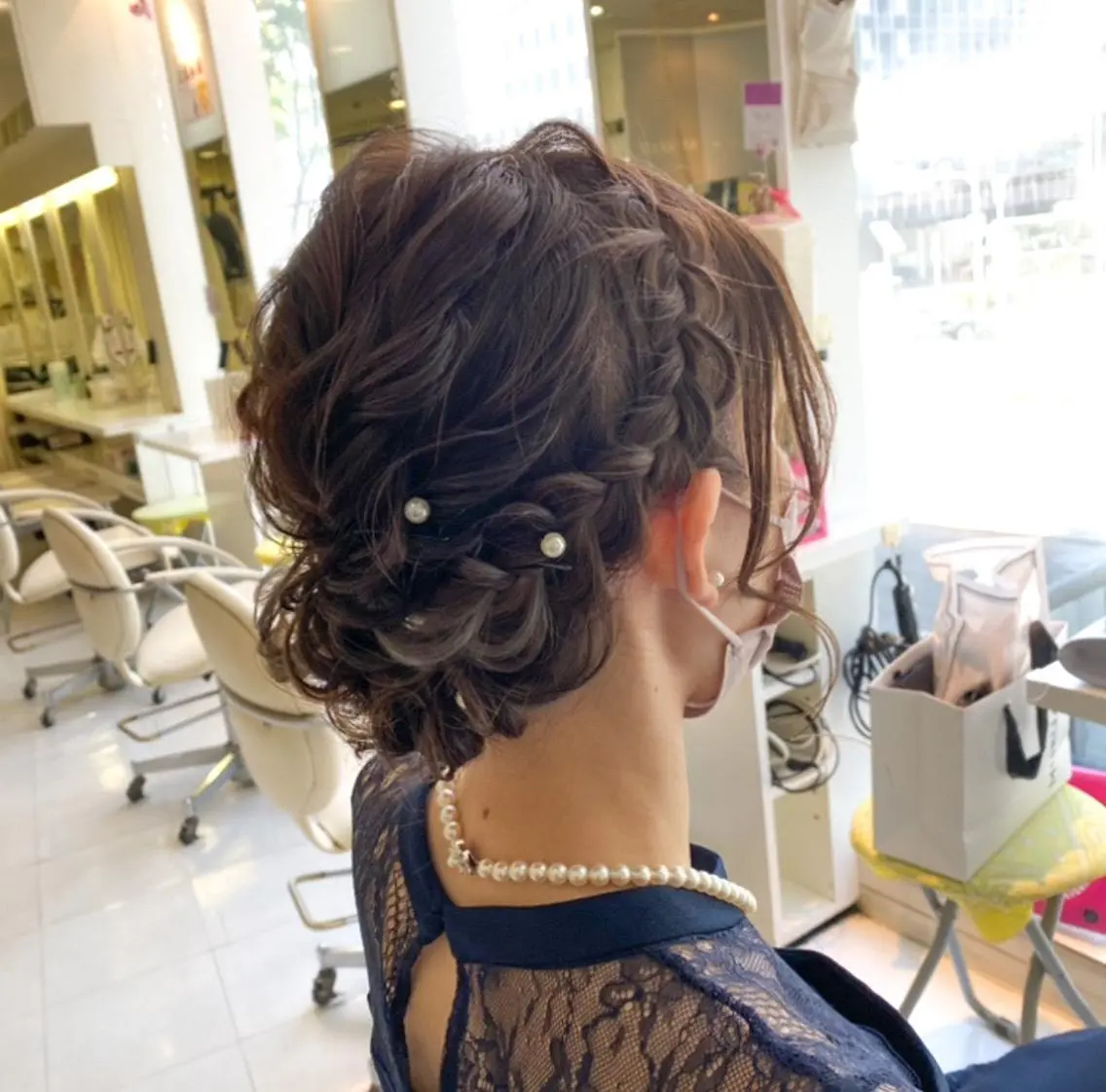 セミロング ヘアアレンジ ヘアセット 竹野 実優のヘアスタイル