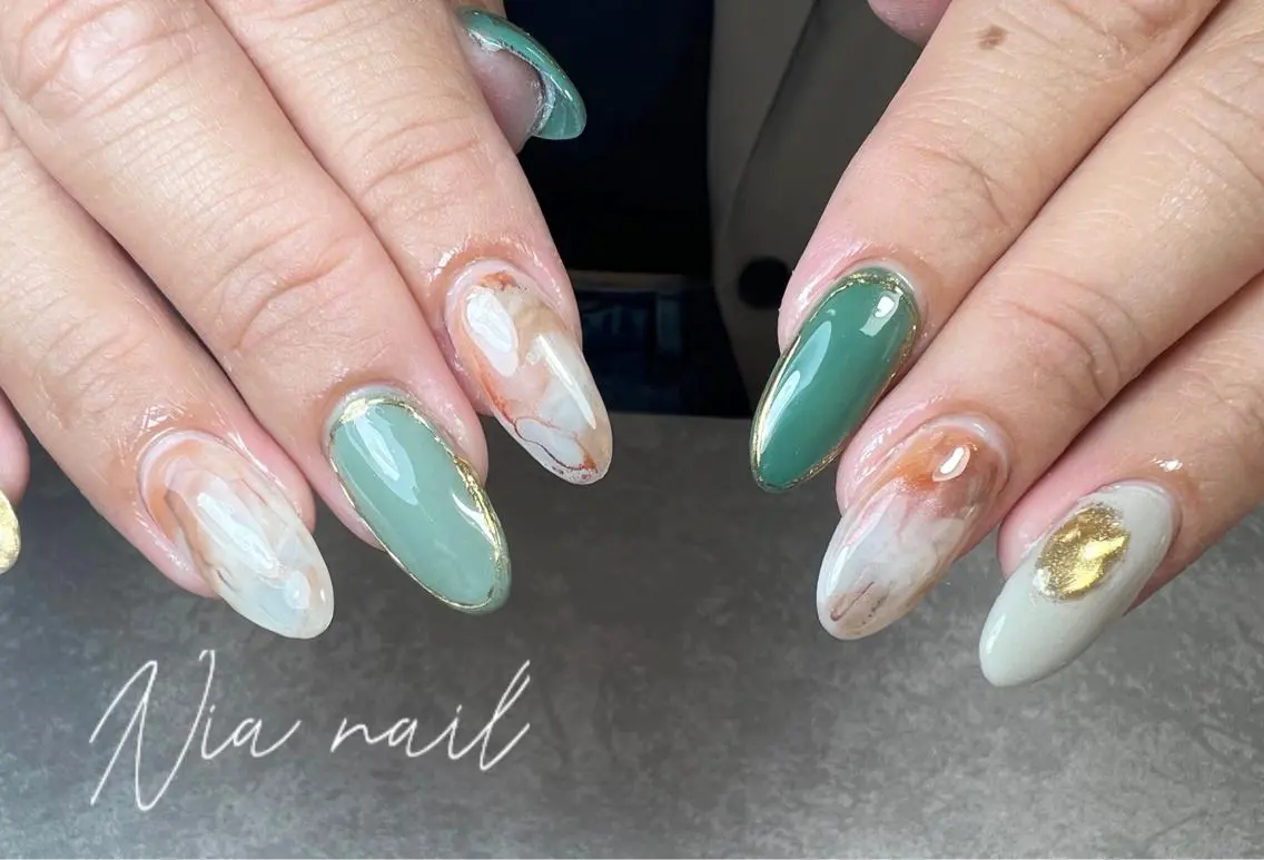 ロング ネイル ニュアンスネイル Nia nail Fukuharaのネイルデザイン
