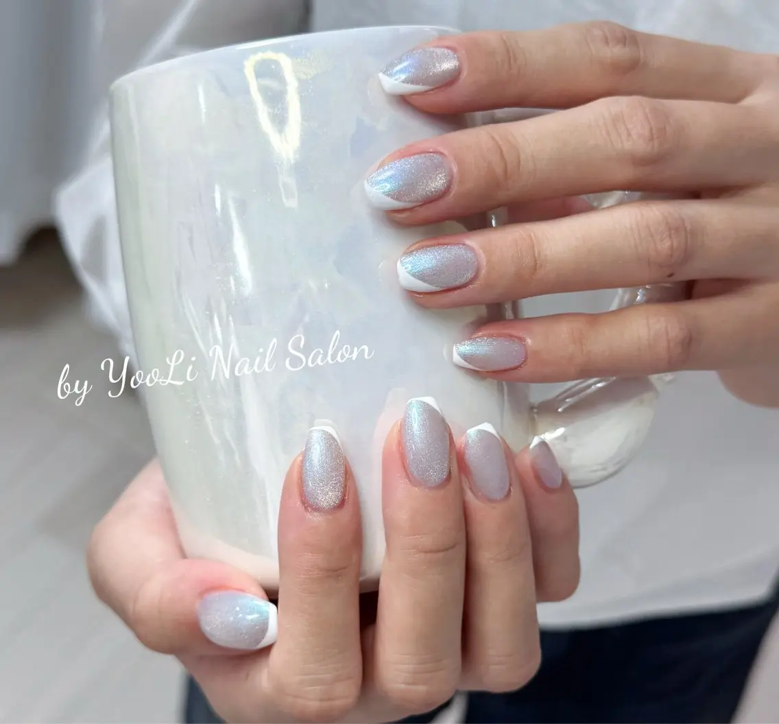ネイル アートネイル オーロラネイル チークネイル フレンチネイル ガラスフレンチ 🎀🎀YooLi Nail Salonのネイルデザイン