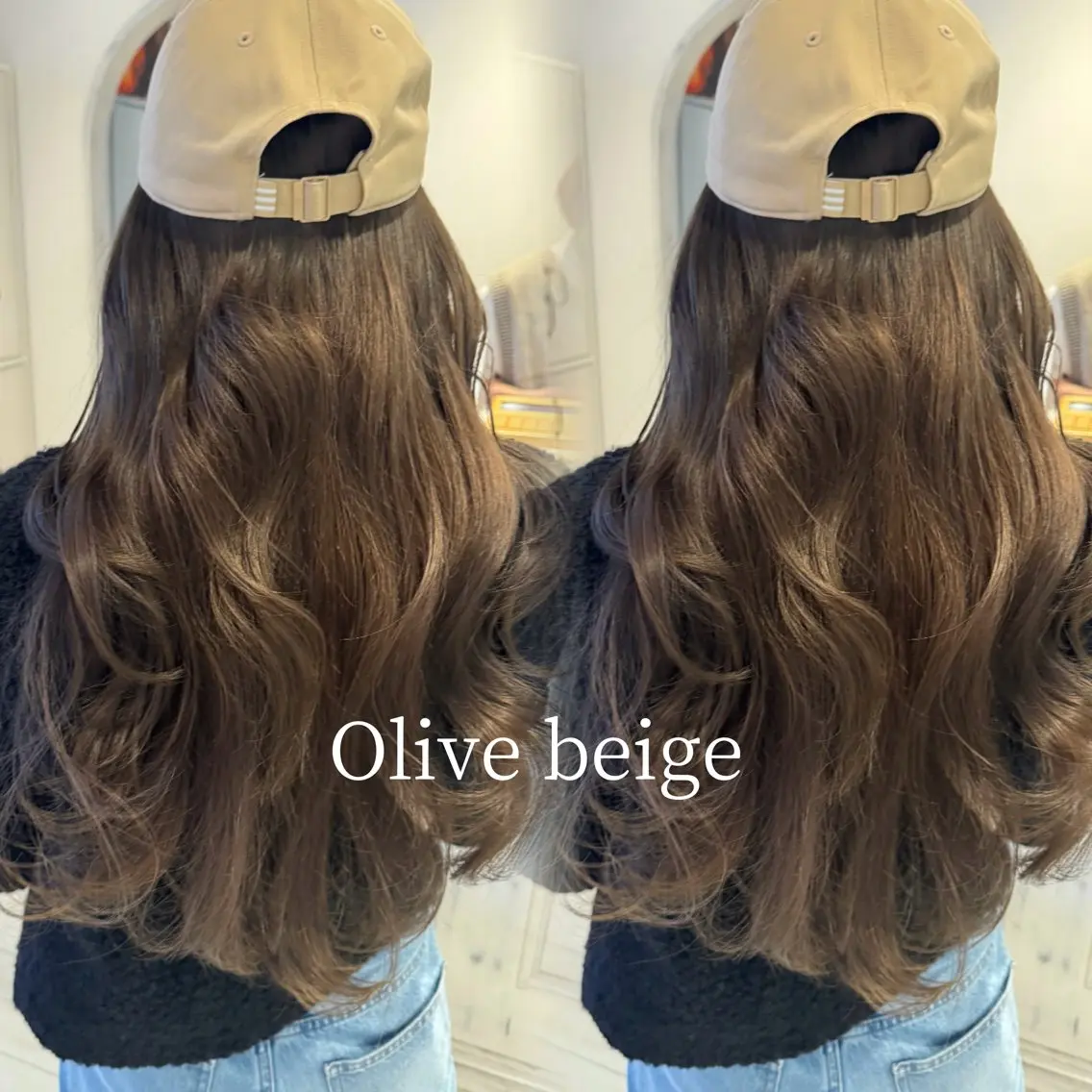 ロング カラー ロングレイヤー ベージュカラー オリーブベージュ レイヤーカット ロング レイヤーカット、 大人可愛い　中村美羅のヘアスタイル