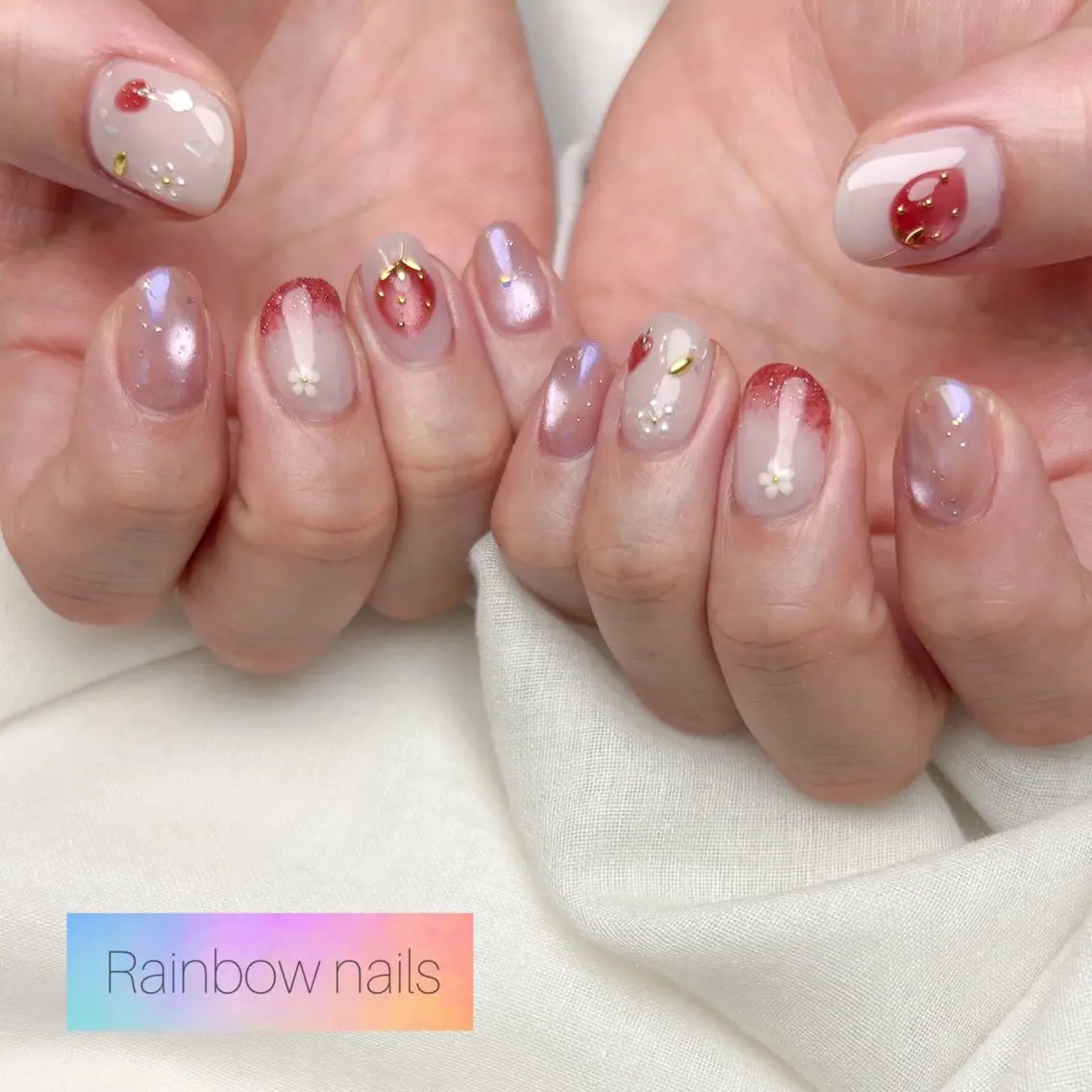 ネイル ハンドネイル Rainbow nailsくろちゃんのネイルデザイン