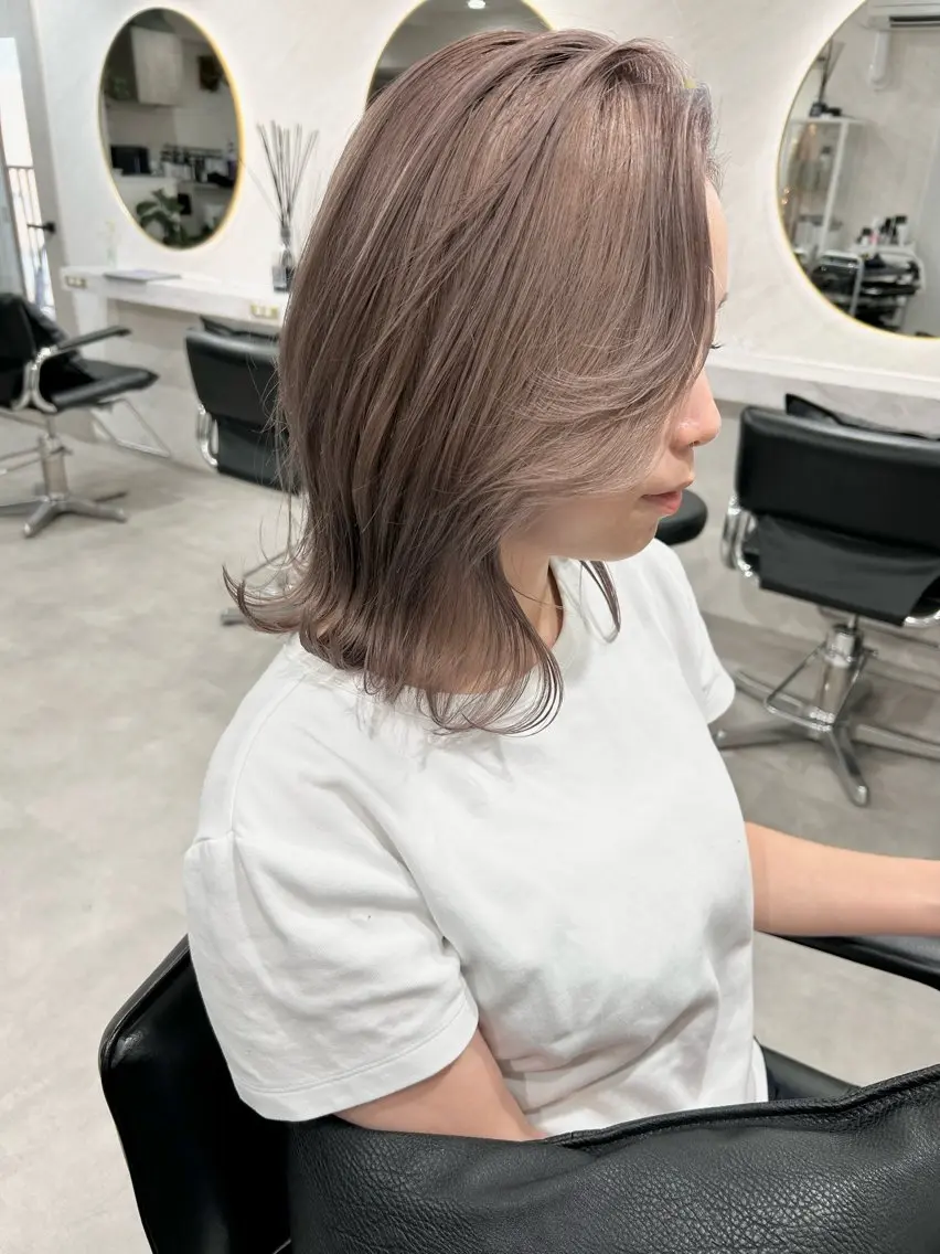 ミディアム カラー ヘアカラー トリートメント 髪質改善will hairdesignのヘアスタイル