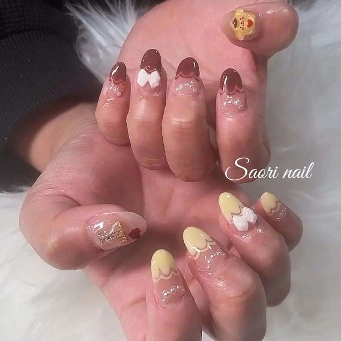 ネイル アートネイル フレンチネイル ジェルネイル ガラスフレンチ 韓国ネイル SAORI NAIL /長さ出し専門店のネイルデザイン