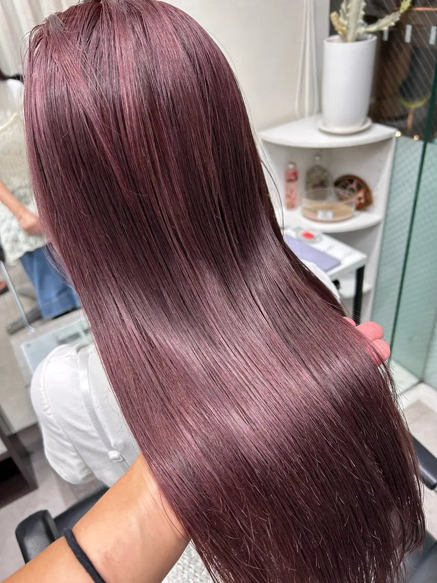 ロング カラー ヘアカラー トリートメント 髪質改善will hairdesignのヘアスタイル
