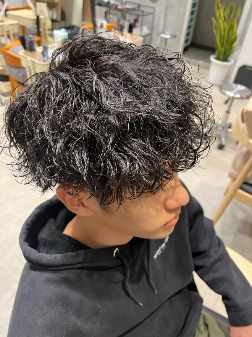 ミディアム パーマ メンズ ミディアムパーマ メンズパーマ プードルパーマ プードルパーマ パーマ トリートメント ヘアセット 豊中/メンズ特化 岡田 龍之介のヘアスタイル