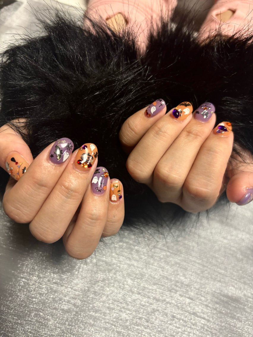 ネイル ハロウィン ハンドネイル Be Rac 🖤🐍🦋🥀のネイルデザイン