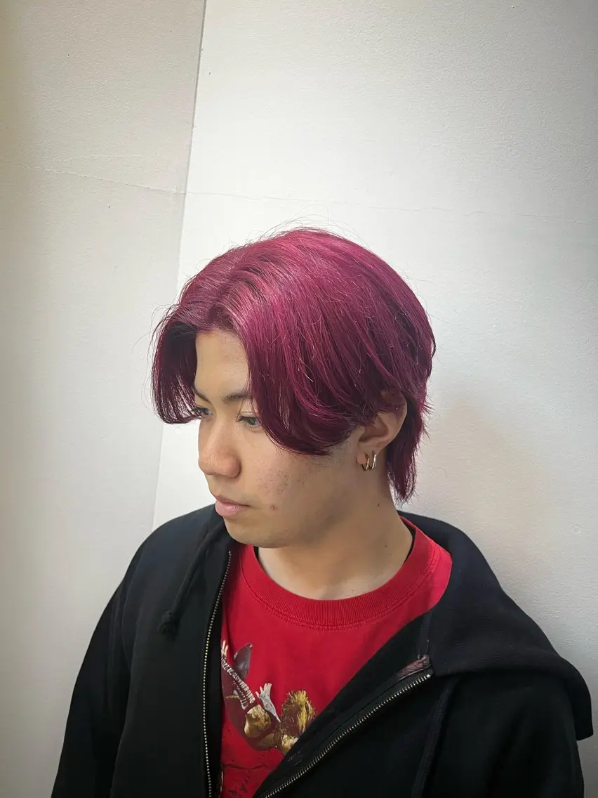 カラー メンズ カット ヘアカラー トリートメント ダブルカラー寒色系 ボリューム改善ハヤトのヘアスタイル