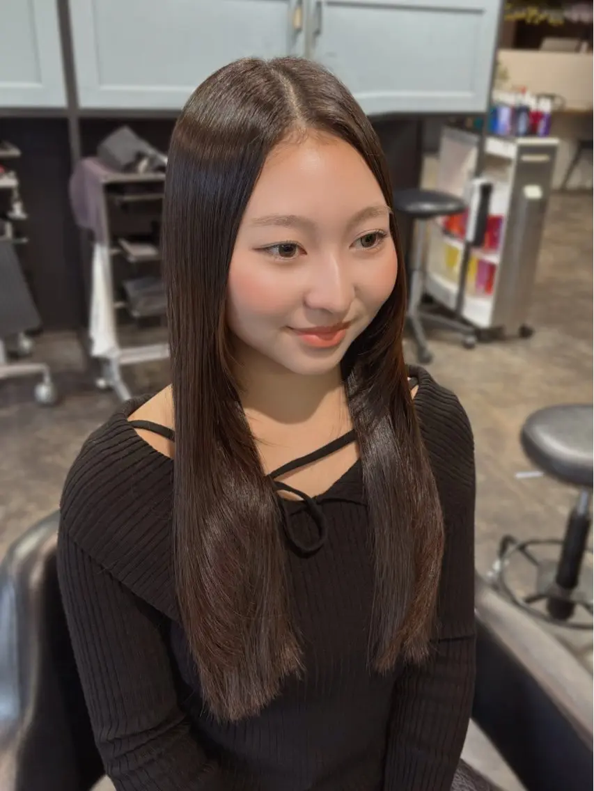 ロング パーマ 縮毛矯正 縮毛矯正 透明感カラー /レイヤー🫧ユイカのヘアスタイル