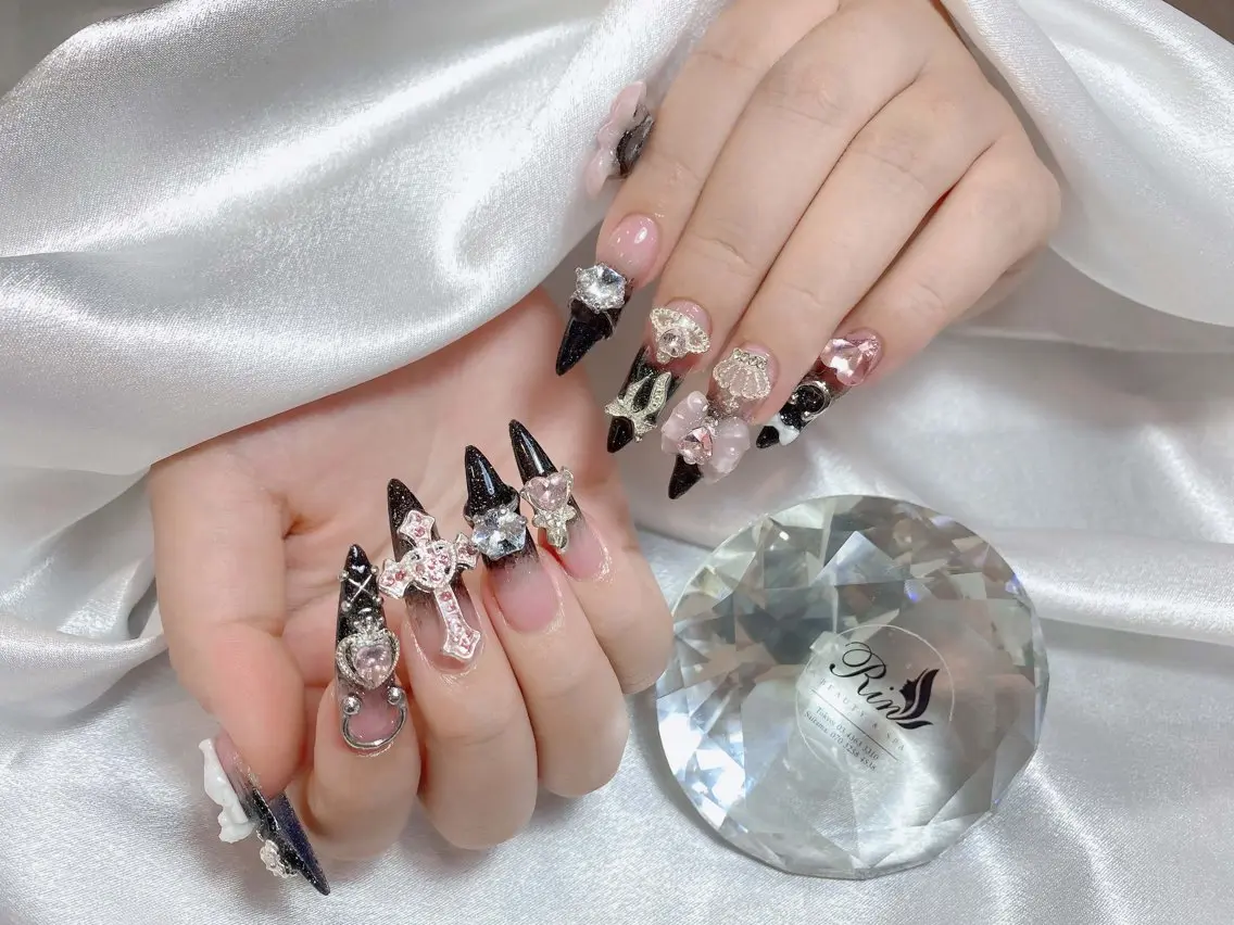 ネイル クリアネイル ドット フットネイル ジェルネイル グリーン ハンドネイル Rin Nail 新大久保店のネイルデザイン