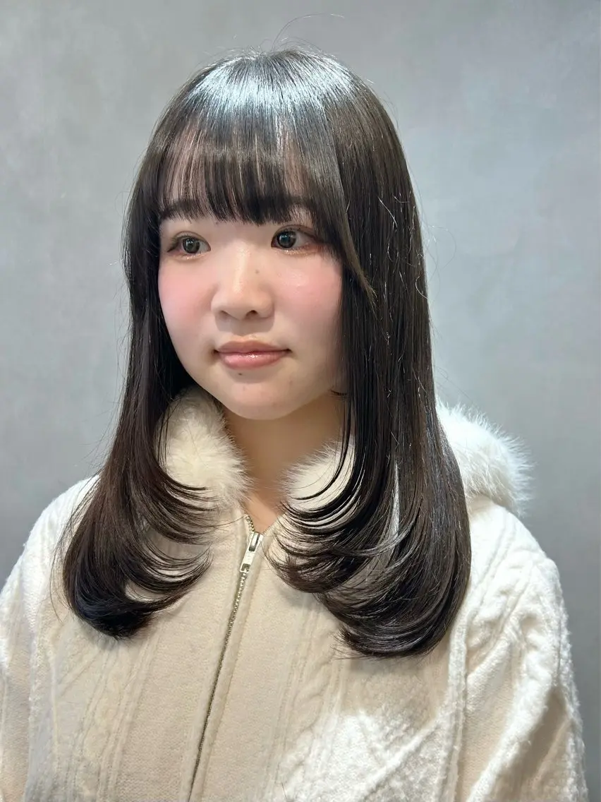 ミディアム カラー レイヤーカット カット ヘアカラー 池袋/小顔レイヤー/ 顔まわり/taigaのヘアスタイル