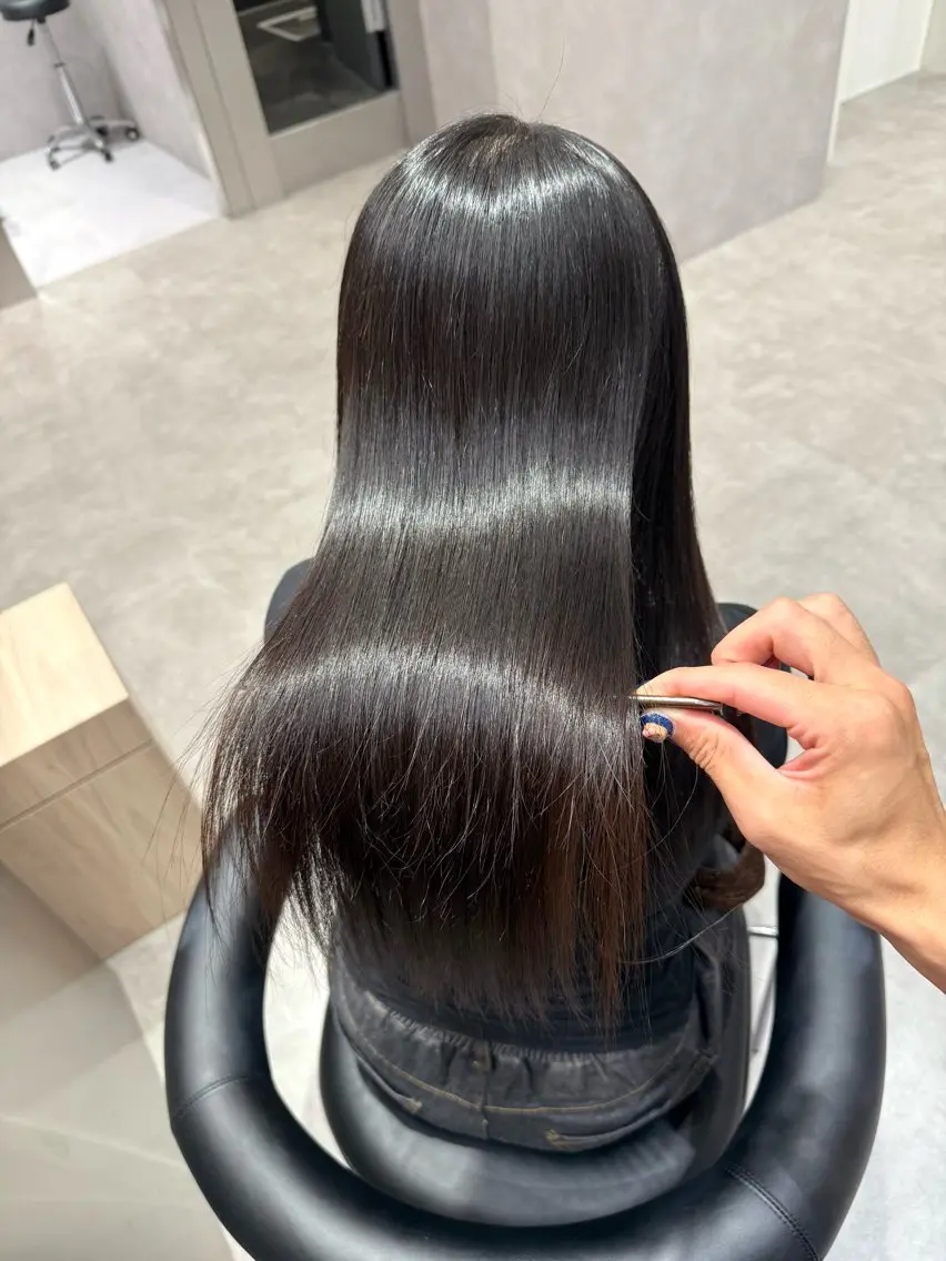 ロング カラー パーマ ヘアアレンジ 髪質改善 縮毛矯正 トリートメント ストレートパーマ ヘアカラー 縮毛矯正 トリートメント 縮毛矯正/髪質改善/ ブリーチ毛/木元渓太のヘアスタイル