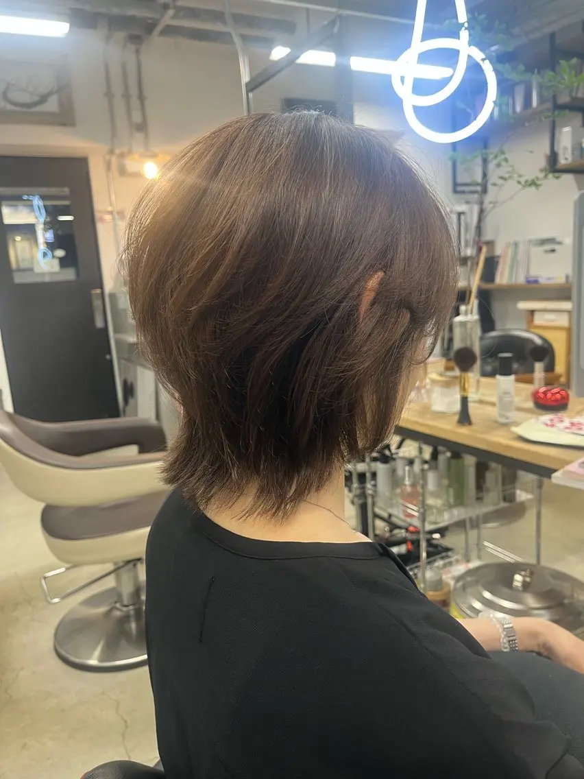 ミディアム 髪質改善 ウルフカット カット ヘアカラー トリートメント 中村 靖彬のヘアスタイル
