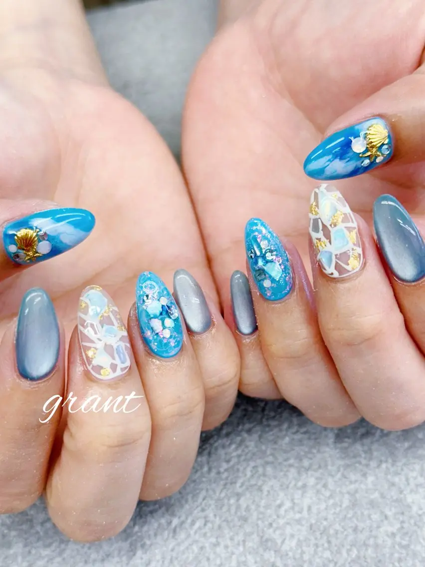 ネイル 夏ネイル ハンドネイル nailsalon grantのネイルデザイン