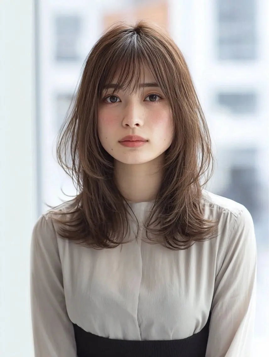 ロング 縮毛矯正 絶対綺麗な暖色カラー 🎯あります✨増渕✨のヘアスタイル