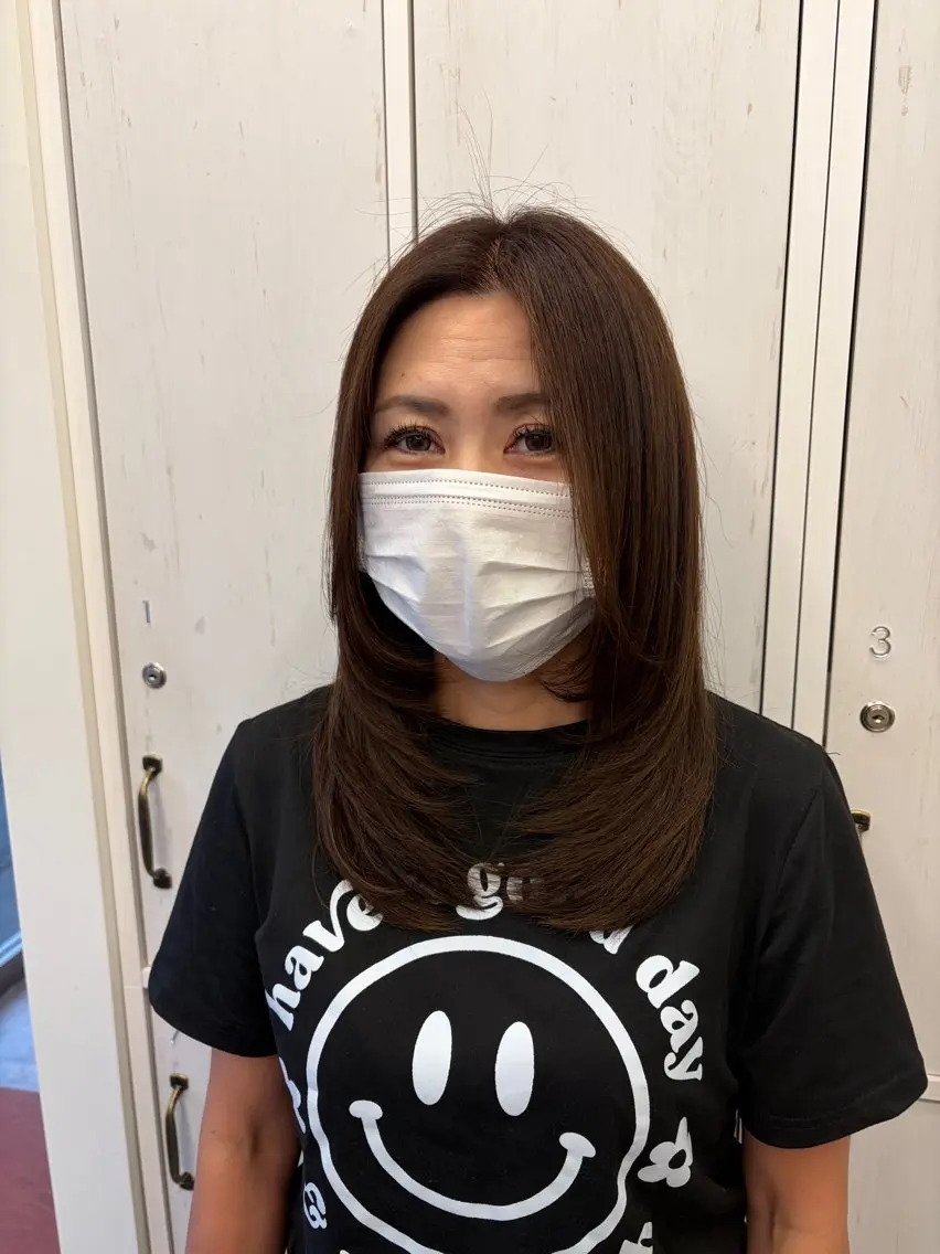 ミディアム レイヤーカット カット ヘアカラー chiba/艶カラー /ザクザクレイヤーのヘアスタイル