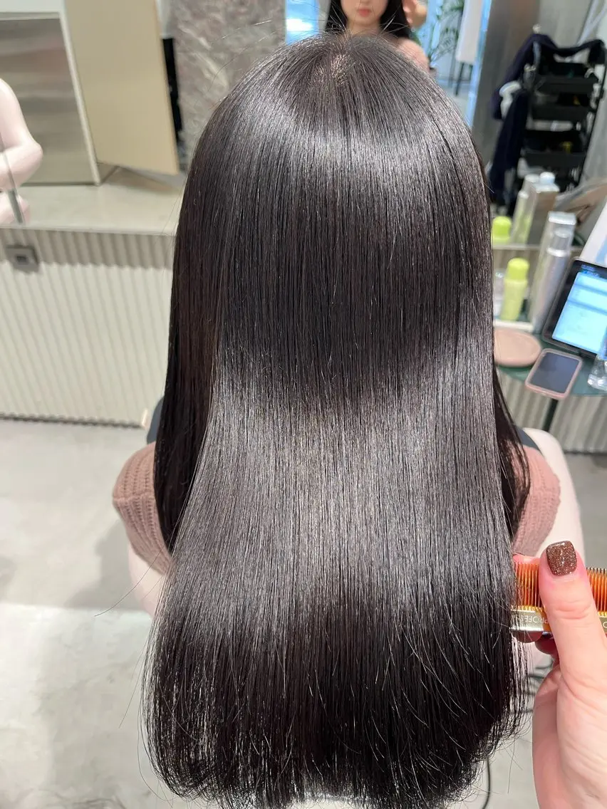 ミディアム カット 縮毛矯正 トリートメント 池田 寿子のヘアスタイル