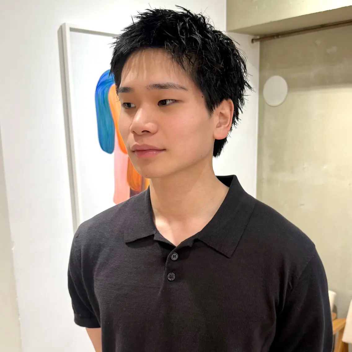 ショート メンズ センターパート ダウンパーマ フェザーパーマ メンズパーマ スパイキーショート カット ニュアンスパーマ 田形清流のヘアスタイル