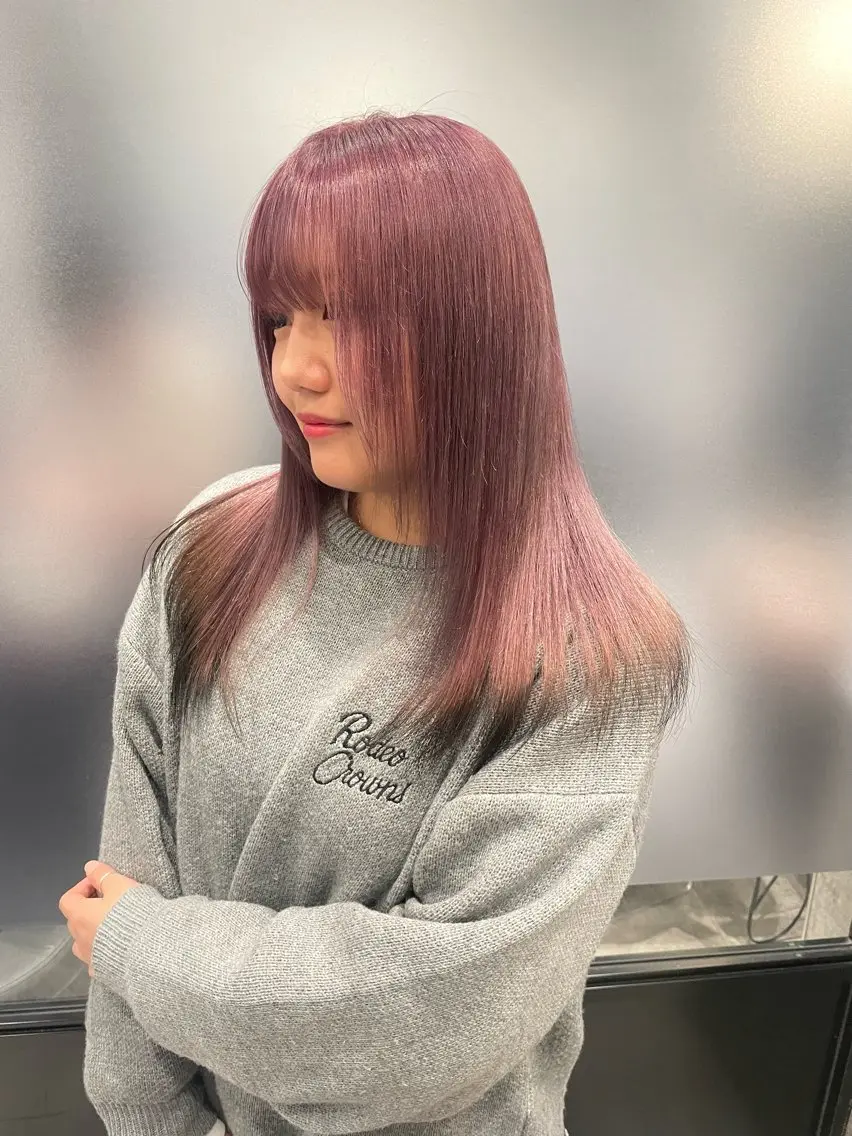 セミロング カラー ヘアアレンジ デザインカラー ラベンダーカラー ピンクカラー ピンクラベンダー ホワイトピンク ヘアカラー トリートメント ヘアセット 憧れの艶ハイトーンへ 🌙サイダサキのヘアスタイル