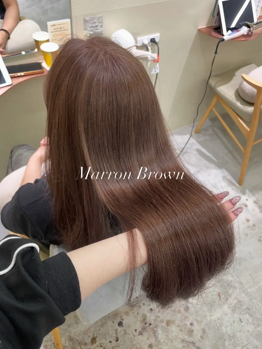 ロング カラー ブラウンカラー マロンブラウン 名駅/ハイトーン🪽 艶カラー💕Mizuのヘアスタイル