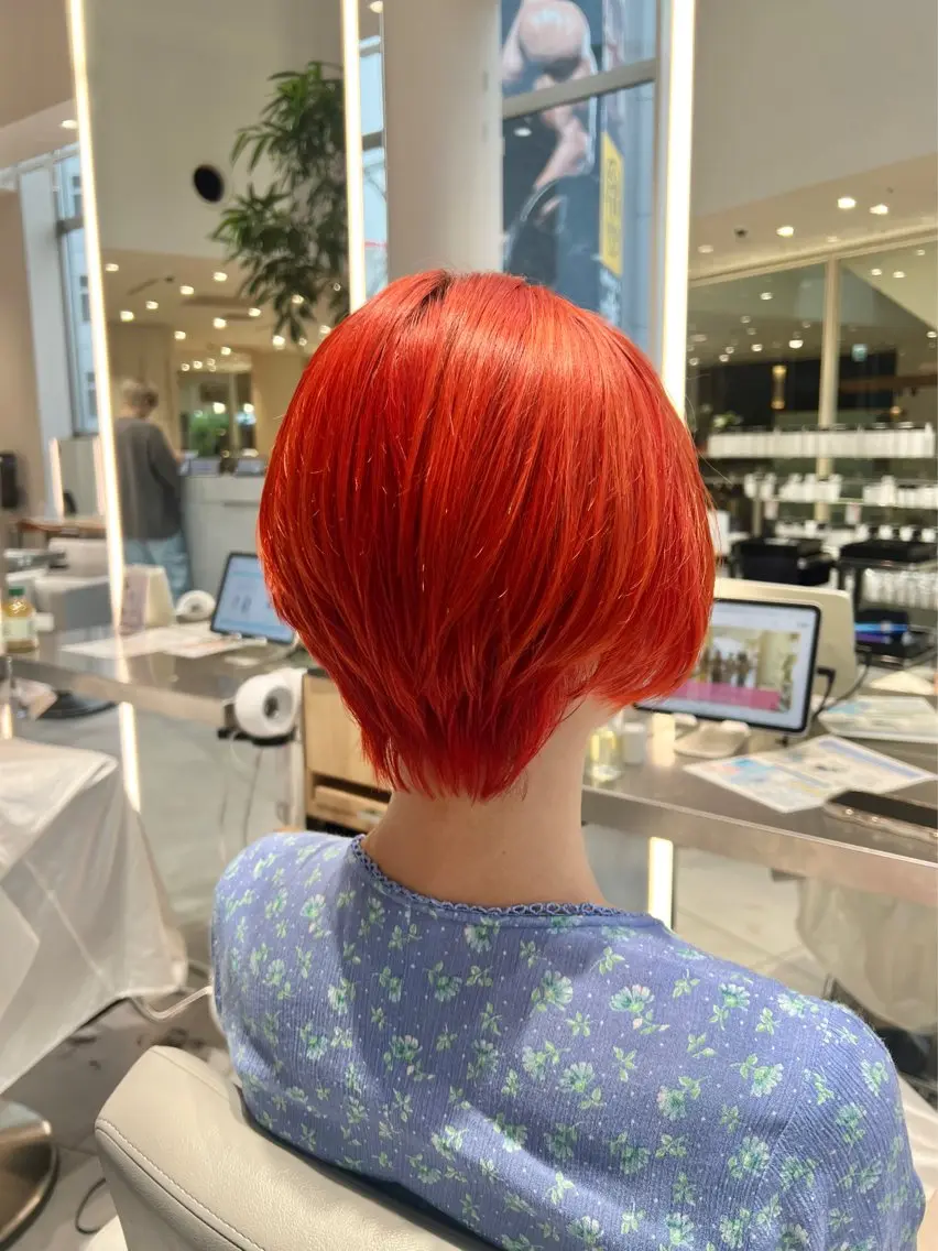 ショート カラー オレンジ レッドカラー ショートヘア kako ショート ボブのヘアスタイル