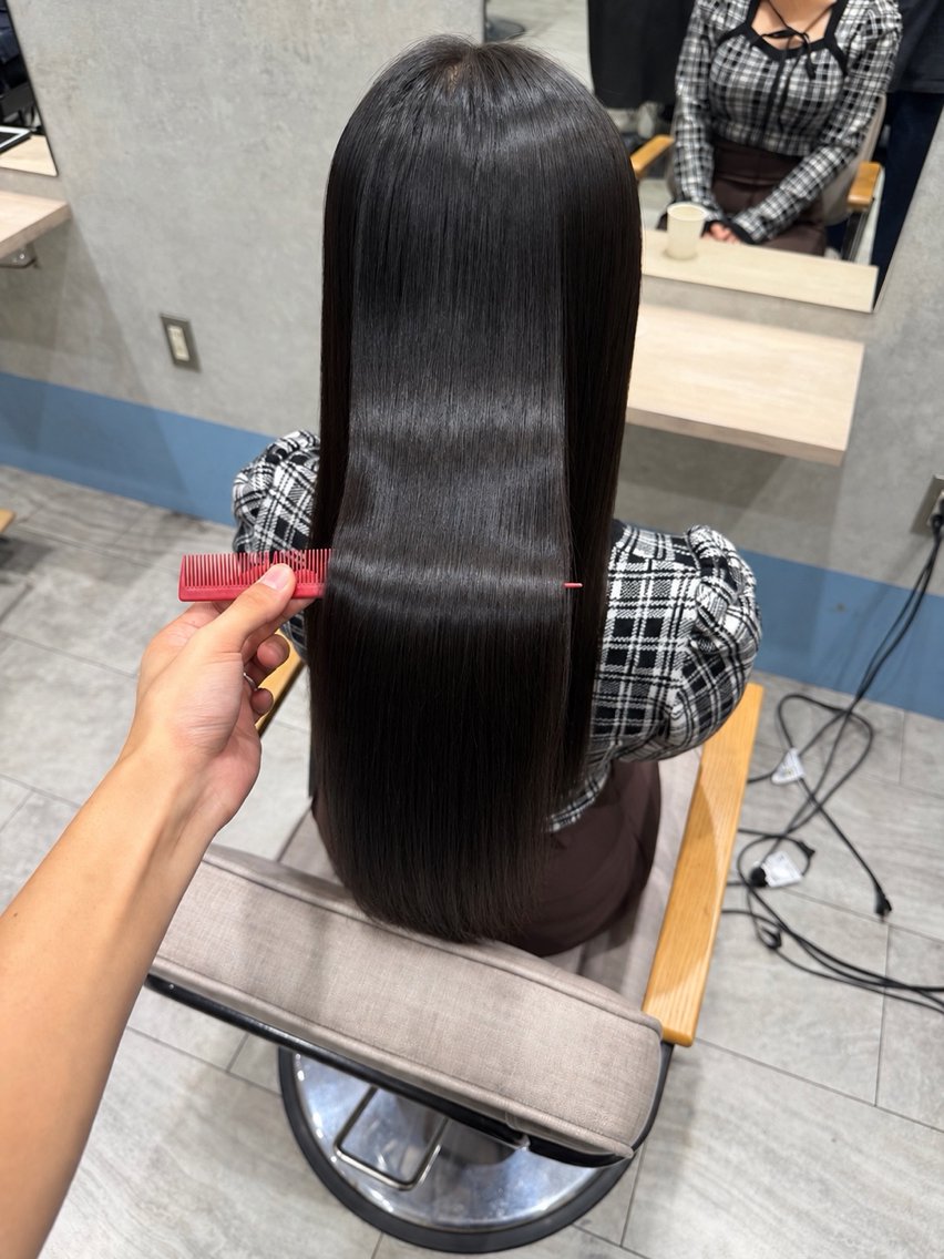 ロング カット 縮毛矯正 茂木 一郎のヘアスタイル