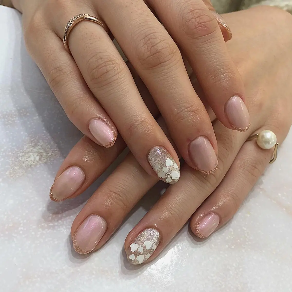 ネイル オーロラネイル マグネットネイル ピンク nail salon midpointのネイルデザイン