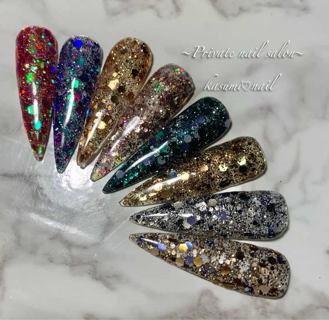 ネイル アートネイル ラメ(グリッター) マグネットネイル ミラーネイル 持ち込み KASUMI♡ Nailのネイルデザイン