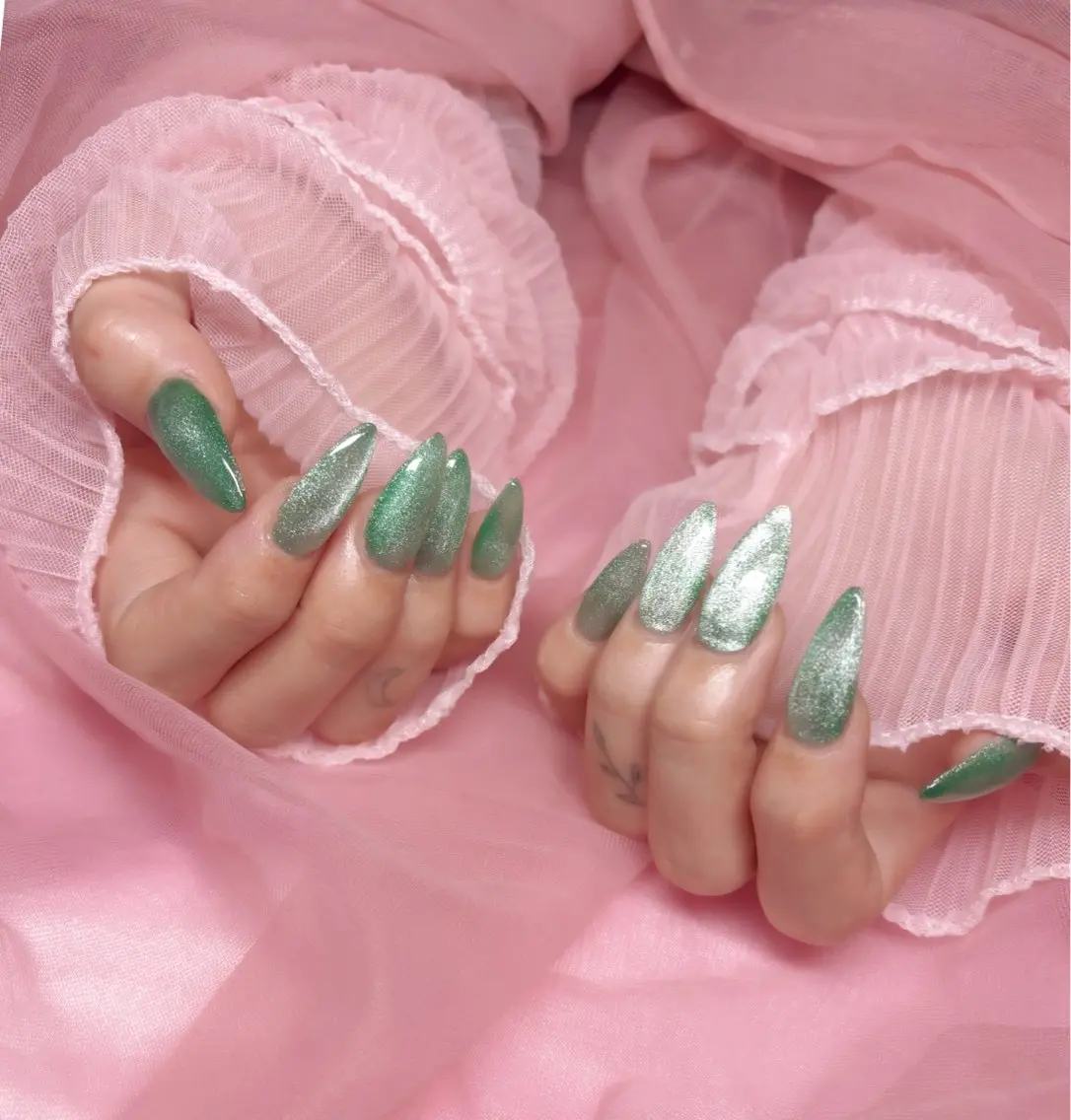 ネイル グリーン ハンドネイル Nail Salon macherieのネイルデザイン