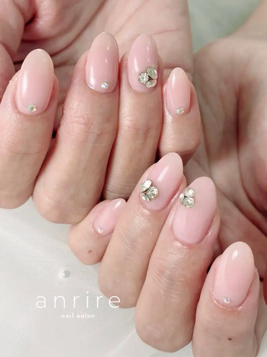 ネイル キラキラネイル 持ち込み ピンク ピンクベージュ シンプルネイル nailsalon anrireのネイルデザイン
