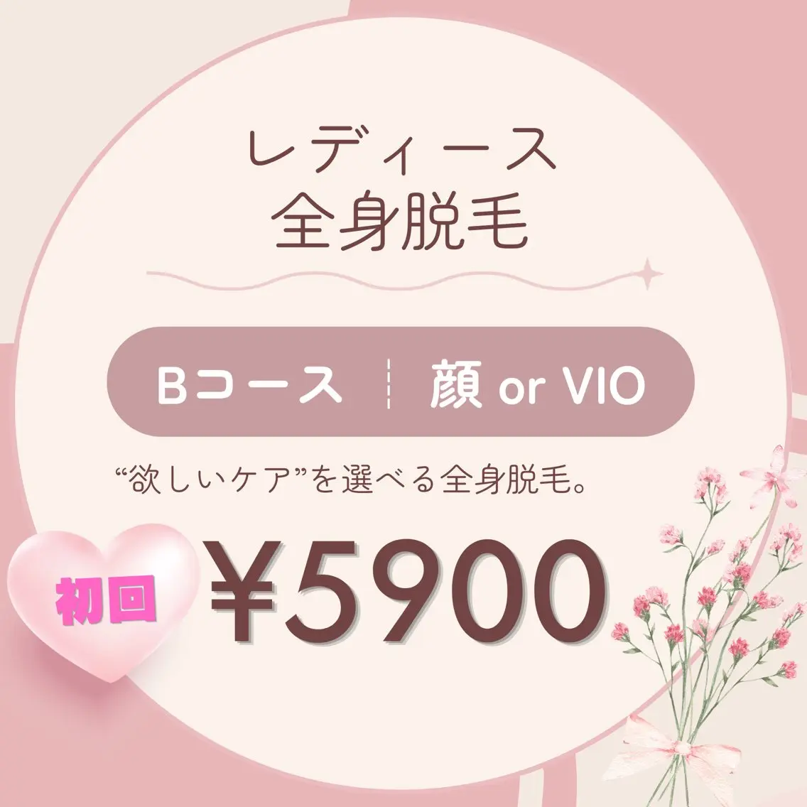 初回限定【女性専用】全身脱毛Bコース（顔orVIO)の写真