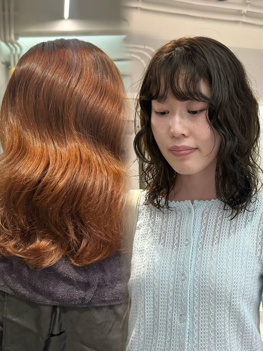 ミディアム カラー オリーブカラー ヘアカラー トリートメント lomalia moekaのヘアスタイル