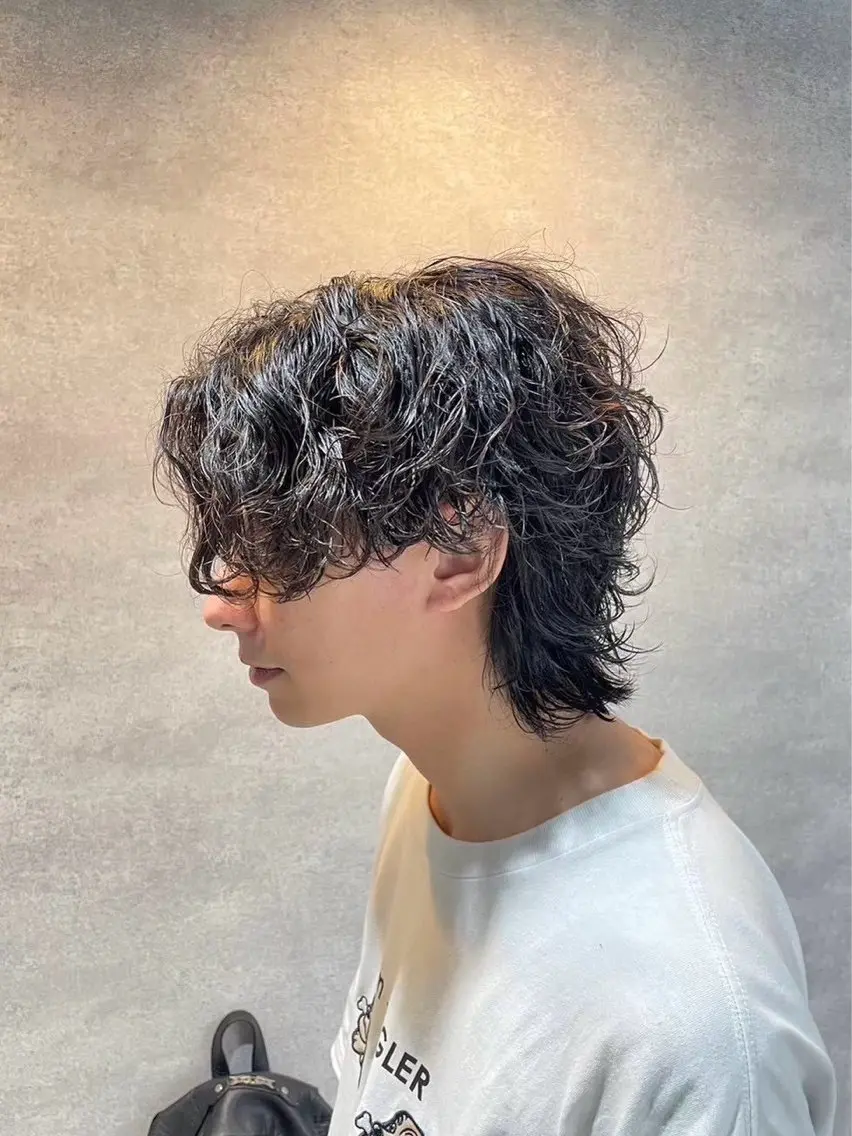 メンズ カット パーマ 韓国メンズヘア/ ハイトーン🤍みなとのヘアスタイル