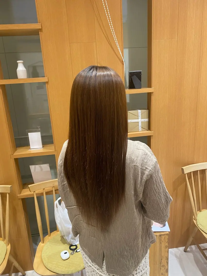 ロング パーマ 縮毛矯正 トリートメント 💎ツヤ髪ストレート カラー💎かのんのヘアスタイル