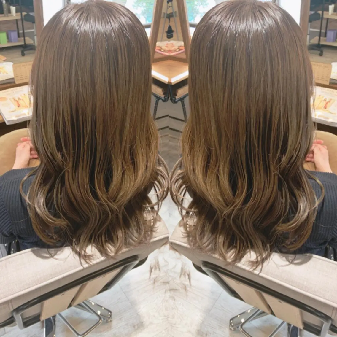 セミロング カラー ヘアアレンジ ベージュカラー ミルクティーベージュ カット ヘアカラー トリートメント 韓国hair🦋 Nanaのヘアスタイル