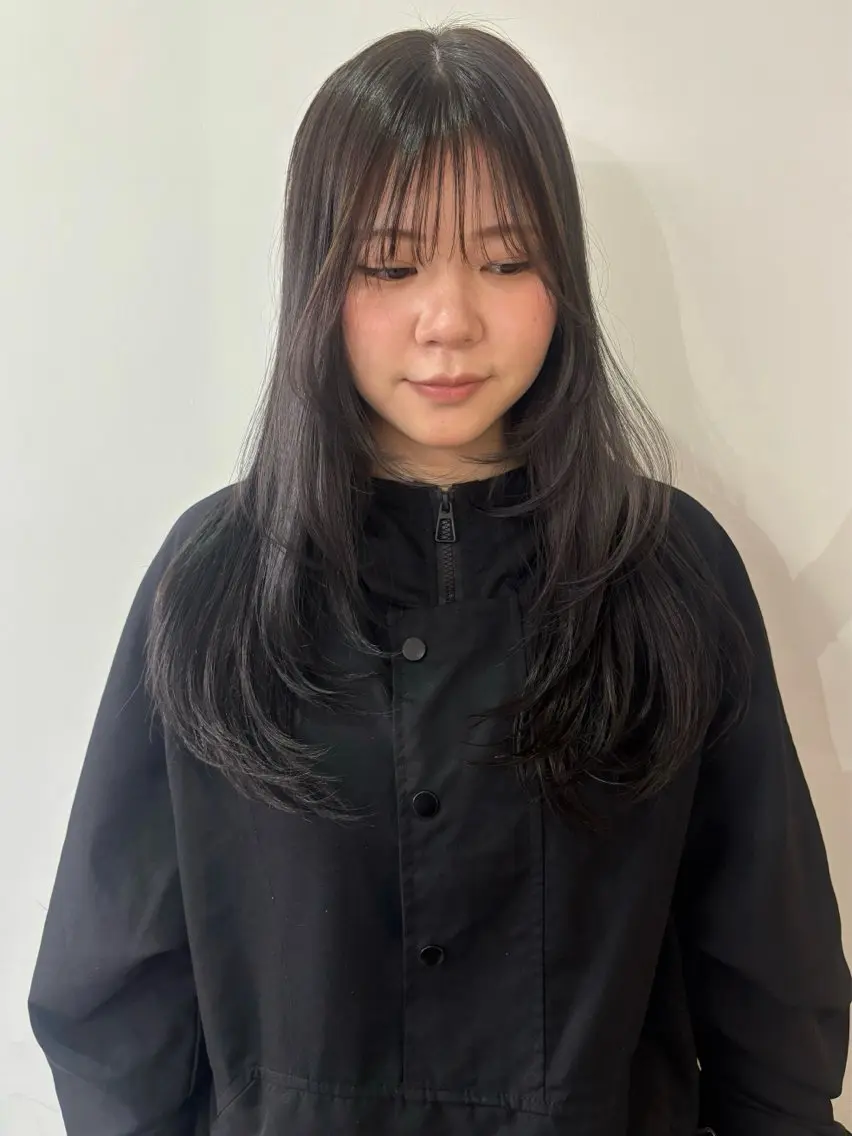 ロング カラー ブラウンカラー ダークブラウン ヘアカラー ナナ 福岡美容室のヘアスタイル