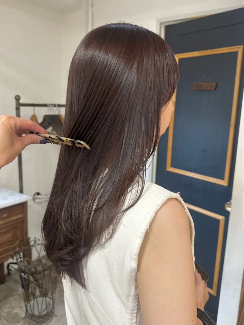 セミロング ラベンダーブラウン カット ヘアカラー トリートメント NAGISA髪質改善 &透明感カラー🪞のヘアスタイル
