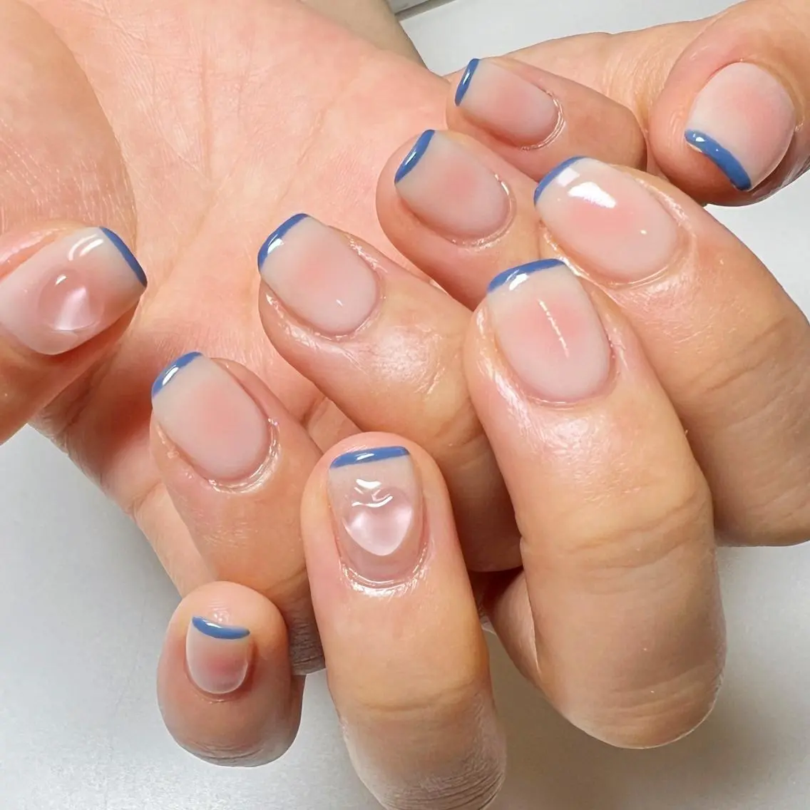 ネイル チークネイル フレンチネイル ハート 持ち込み ニュアンスネイル REHTOF ｜朝7時Open☀️のネイルデザイン